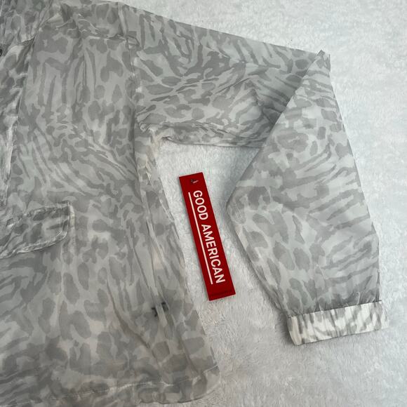 Good American Icy Leopard Print Windbreaker Jacket Packable Y2K Chic Size M NWT - Picture 11 of 16